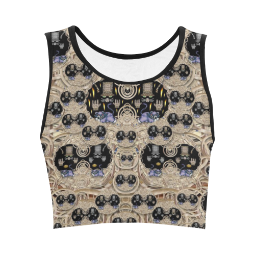 big cats and kittens in the night Women's Crop Top (Model T42)
