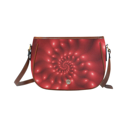 Glossy Red Spiral Fractal Saddle Bag/Small (Model 1649) Full Customization