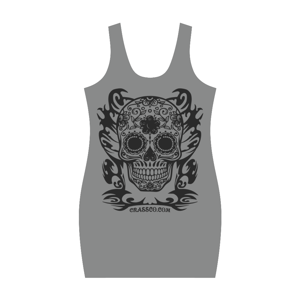 Skull Flowers Grey Medea Vest Dress (Model D06)