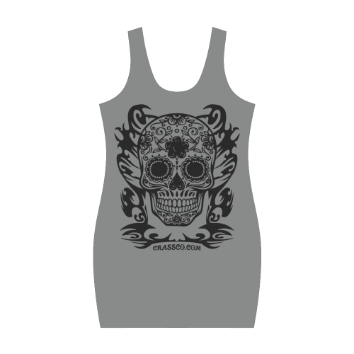 Skull Flowers Grey Medea Vest Dress (Model D06)