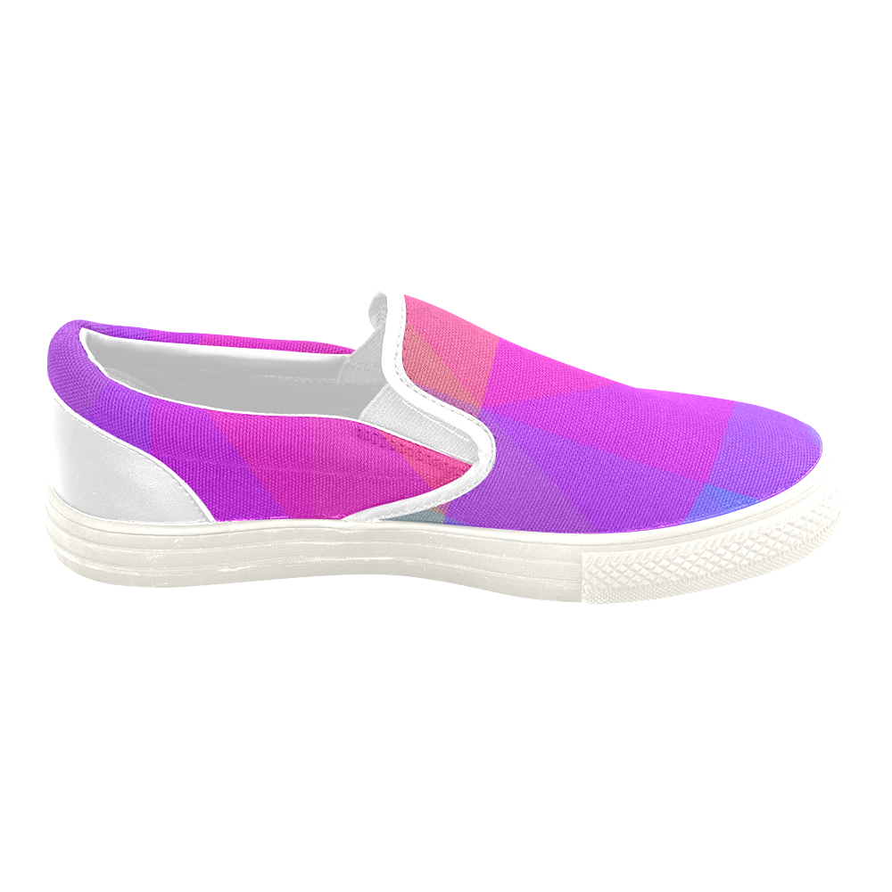 Triangle Rainbow Abstract Women's Unusual Slip-on Canvas Shoes (Model 019)