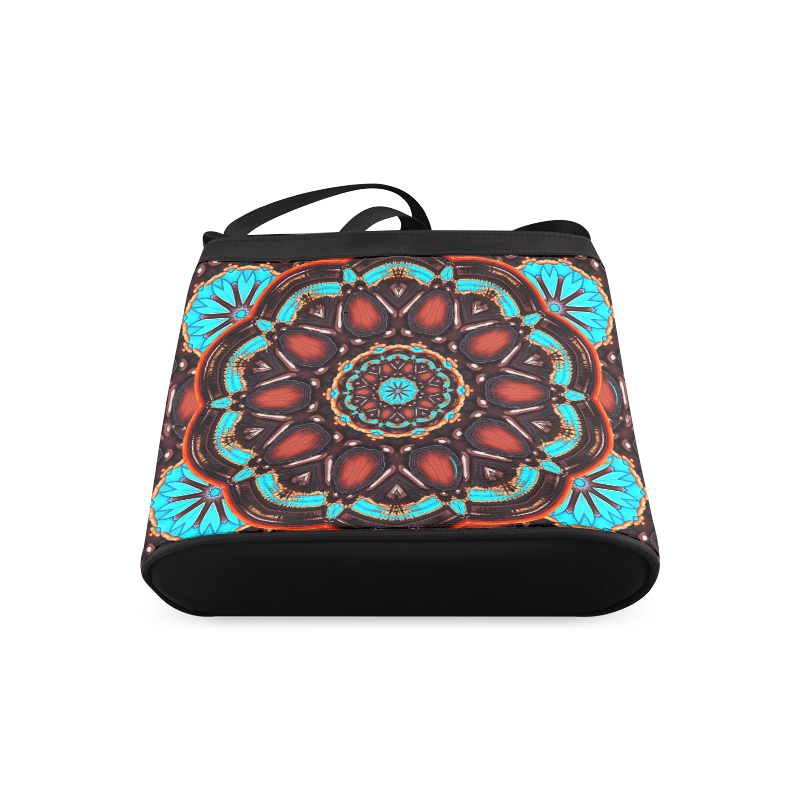 K172 Wood and Turquoise Abstract Crossbody Bags (Model 1613)