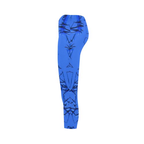 Thorny abstract,inky blue Capri Legging (Model L02)