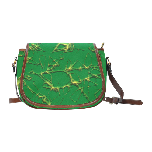 Thorny abstract,green Saddle Bag/Large (Model 1649)
