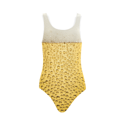 Close Up Beer Glass Novelty Vest One Piece Swimsuit (Model S04)