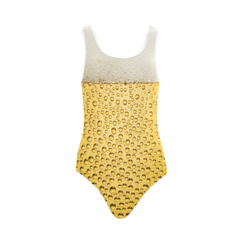 Close Up Beer Glass Novelty Vest One Piece Swimsuit (Model S04)