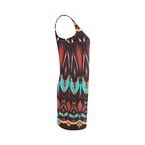 K172 Wood and Turquoise Abstract Medea Vest Dress (Model D06)