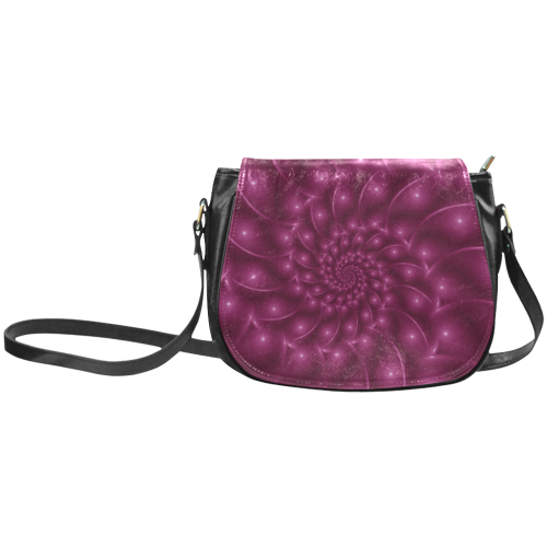 Glossy Berry Purple Fractal Spiral Classic Saddle Bag/Small (Model 1648)