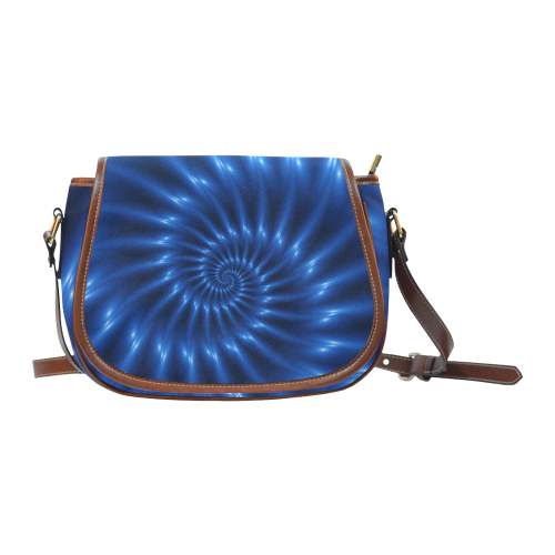 Glossy Blue Spiral Fractal Saddle Bag/Large (Model 1649)