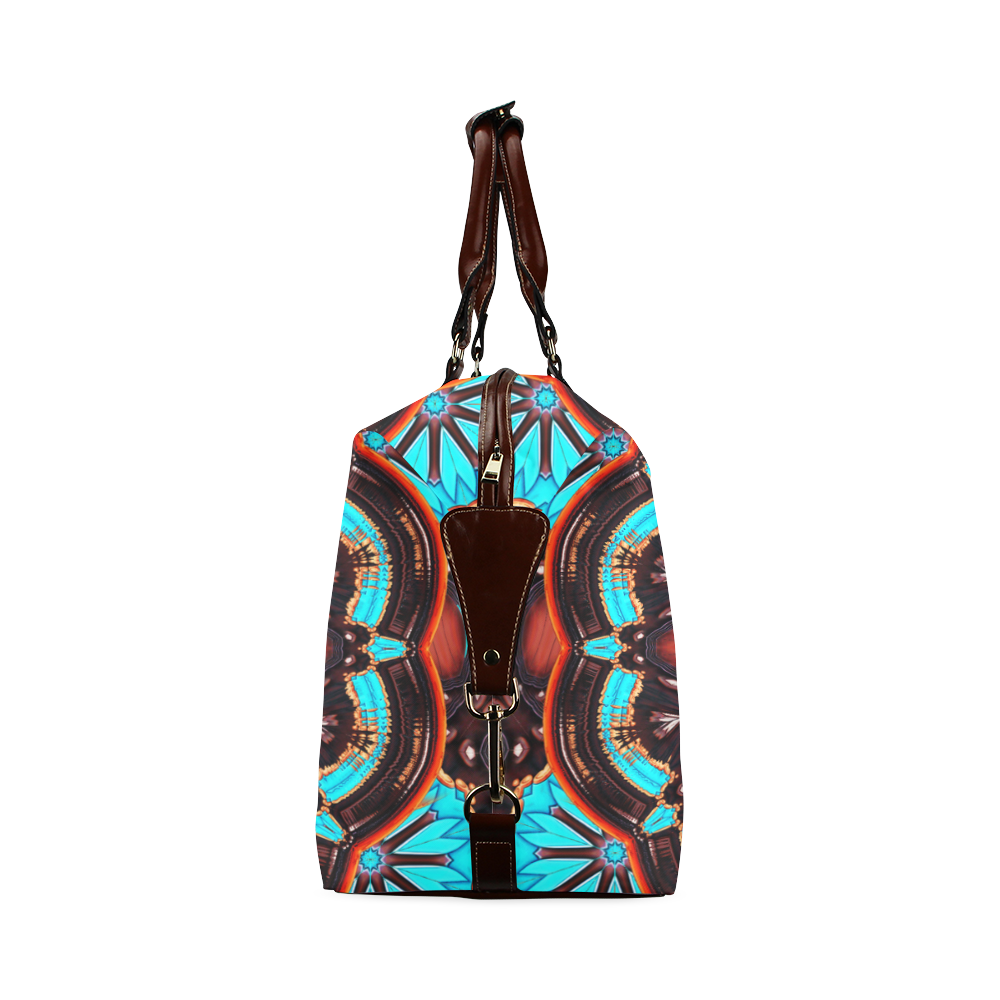 K172 Wood and Turquoise Abstract Classic Travel Bag (Model 1643)