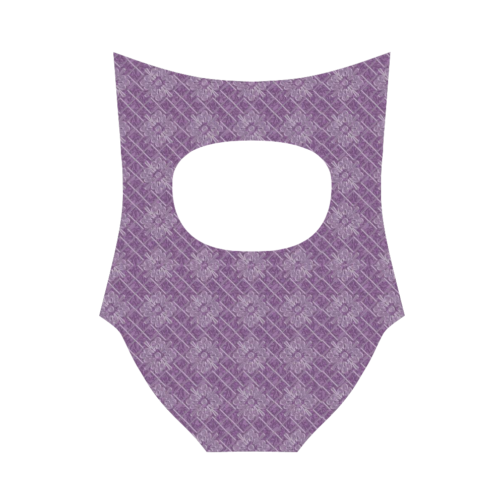 Lilac Jacuard Strap Swimsuit ( Model S05)