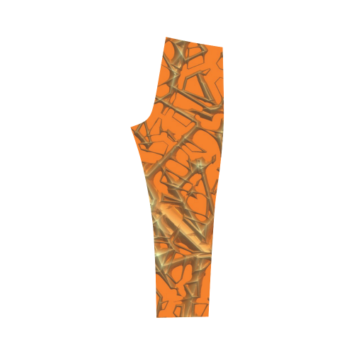 Thorny abstract, orange Capri Legging (Model L02)