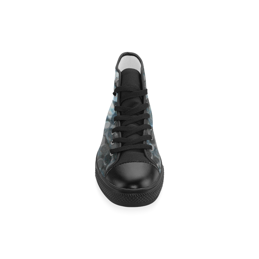 Black Reflector Men’s Classic High Top Canvas Shoes (Model 017)