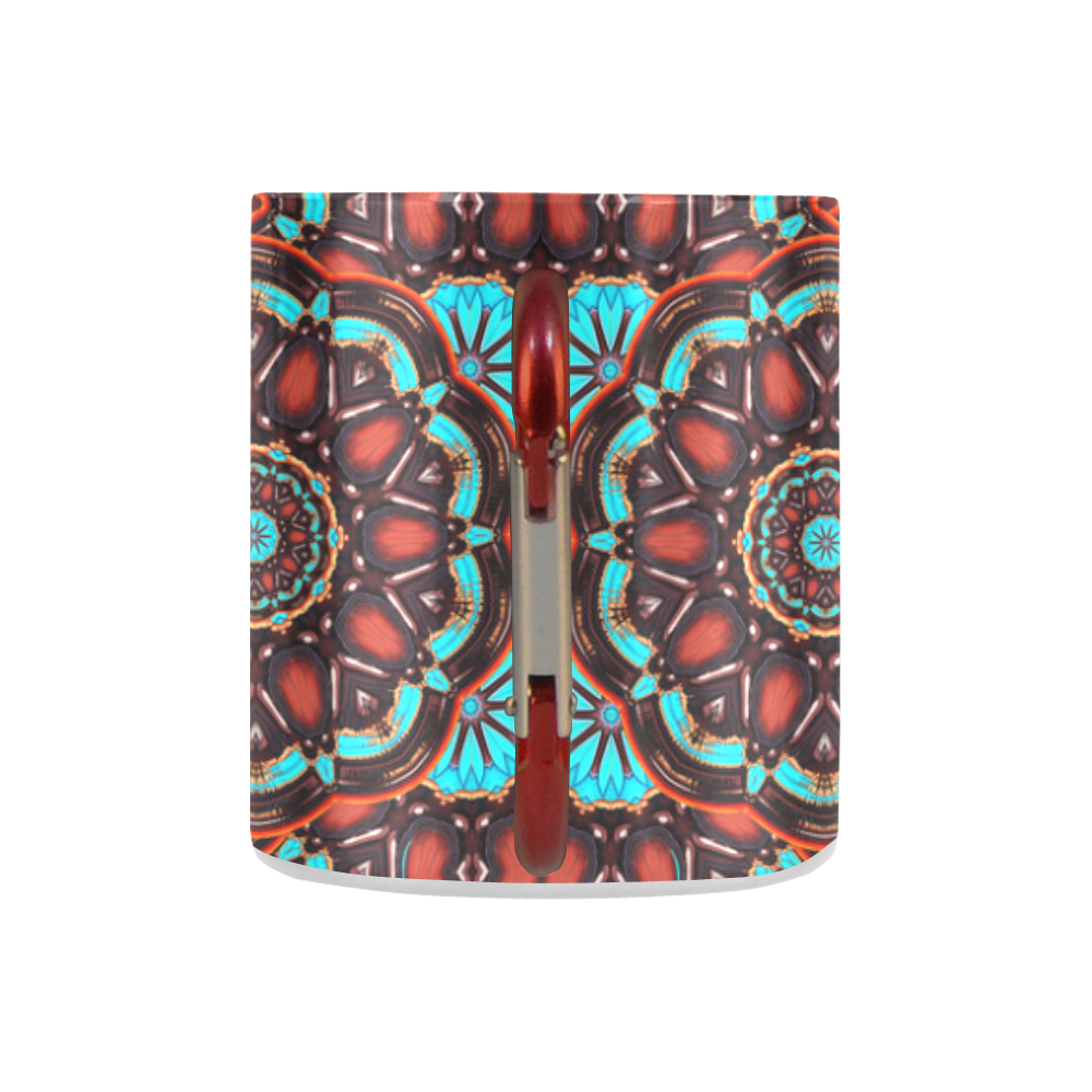 K172 Wood and Turquoise Abstract Pattern Classic Insulated Mug(10.3OZ)