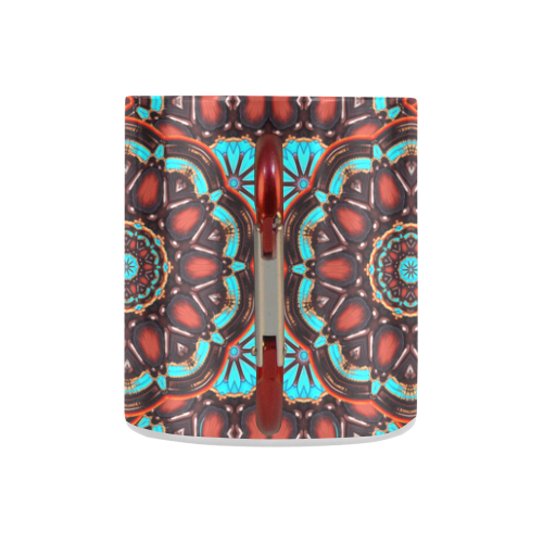 K172 Wood and Turquoise Abstract Pattern Classic Insulated Mug(10.3OZ)