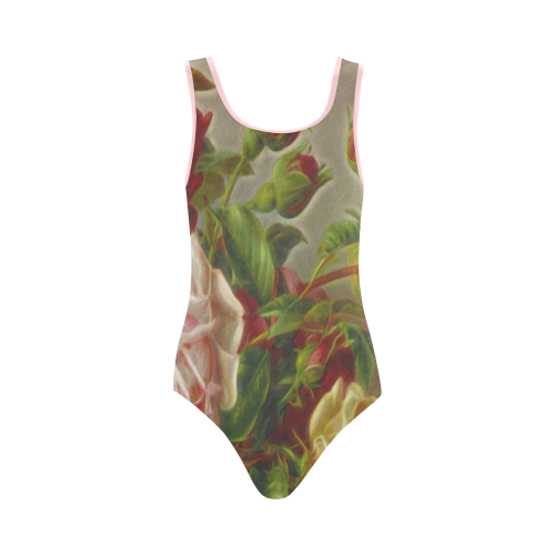 A Rose Is A Rose Is A Rose Vest One Piece Swimsuit (Model S04)