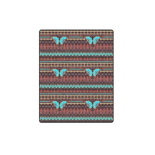 K172 Wood and Turquoise Abstract Pattern Blanket 40"x50"