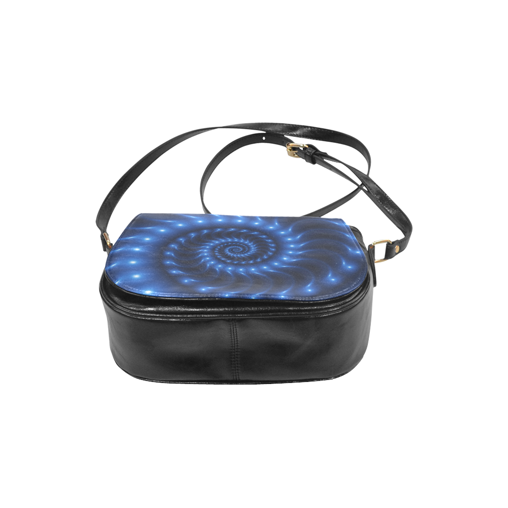 Glossy Blue Fractal Spiral Classic Saddle Bag/Small (Model 1648)