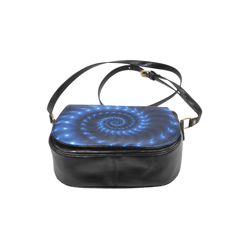 Glossy Blue Fractal Spiral Classic Saddle Bag/Small (Model 1648)