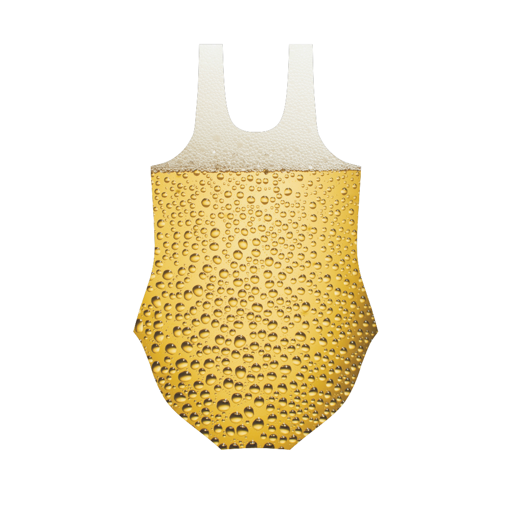 Close Up Beer Glass Novelty Vest One Piece Swimsuit (Model S04)