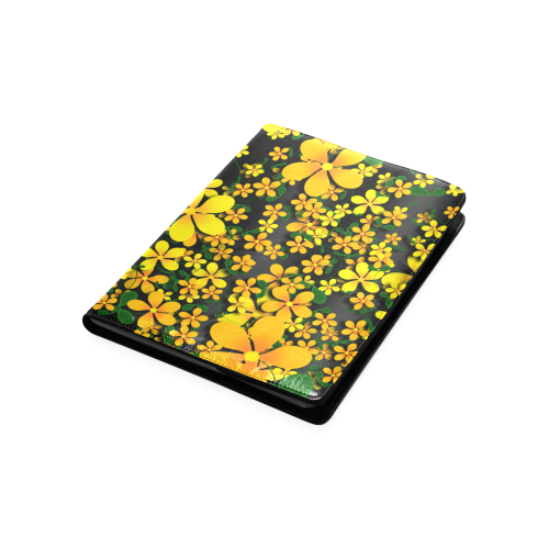 Pretty Orange & Yellow Flowers on Black Custom NoteBook B5