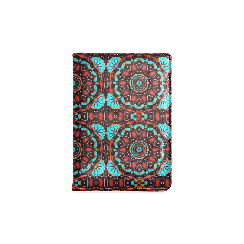 K172 Wood and Turquoise Abstract Pattern Custom NoteBook A5