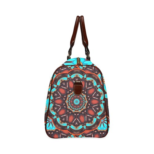 K172 Wood and Turquoise Abstract Waterproof Travel Bag/Large (Model 1639)