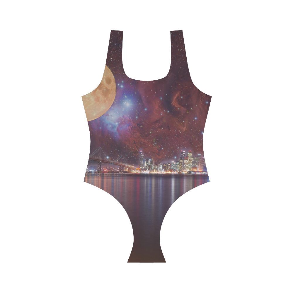 Strange Skies Vest One Piece Swimsuit (Model S04)