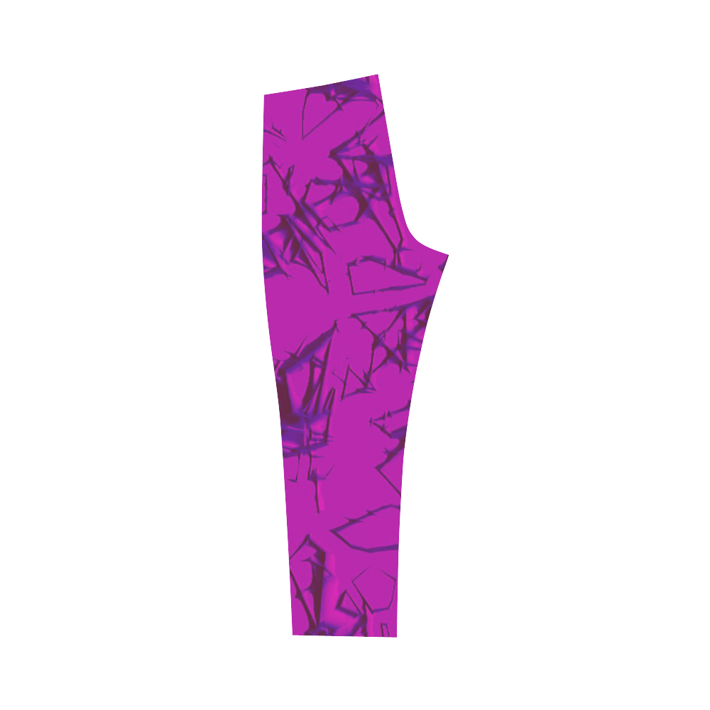 Thorny abstract,hot pink Capri Legging (Model L02)