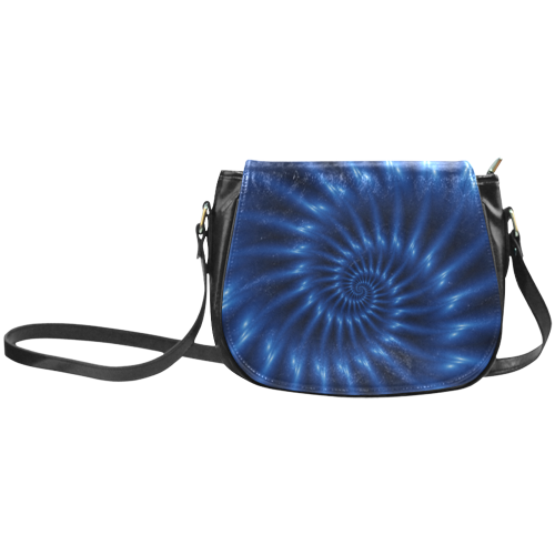 Glossy Blue Spiral Fractal Classic Saddle Bag/Small (Model 1648)