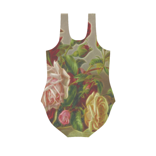 A Rose Is A Rose Is A Rose Vest One Piece Swimsuit (Model S04)