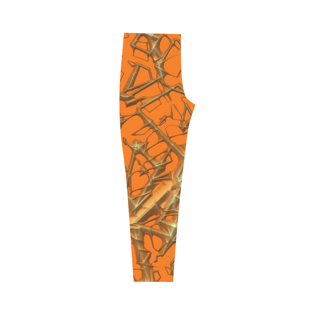 Thorny abstract, orange Capri Legging (Model L02)