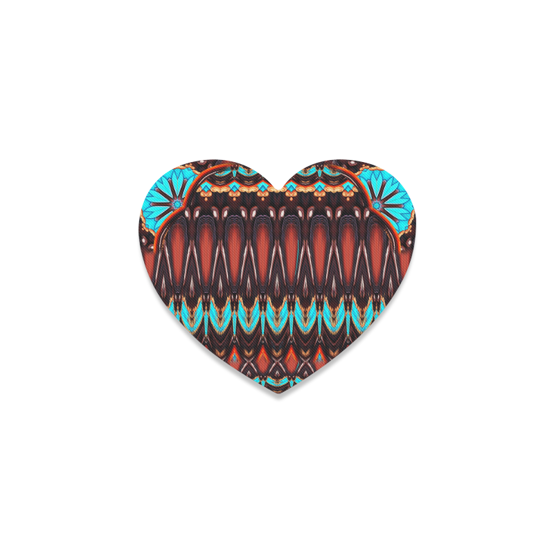 K172 Wood and Turquoise Abstract Heart Coaster