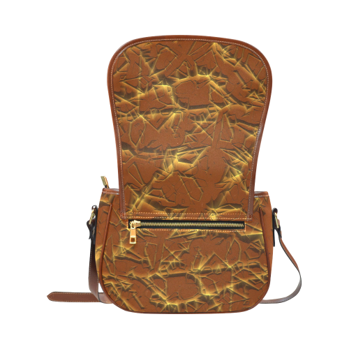 Thorny abstract,brown Saddle Bag/Small (Model 1649) Full Customization