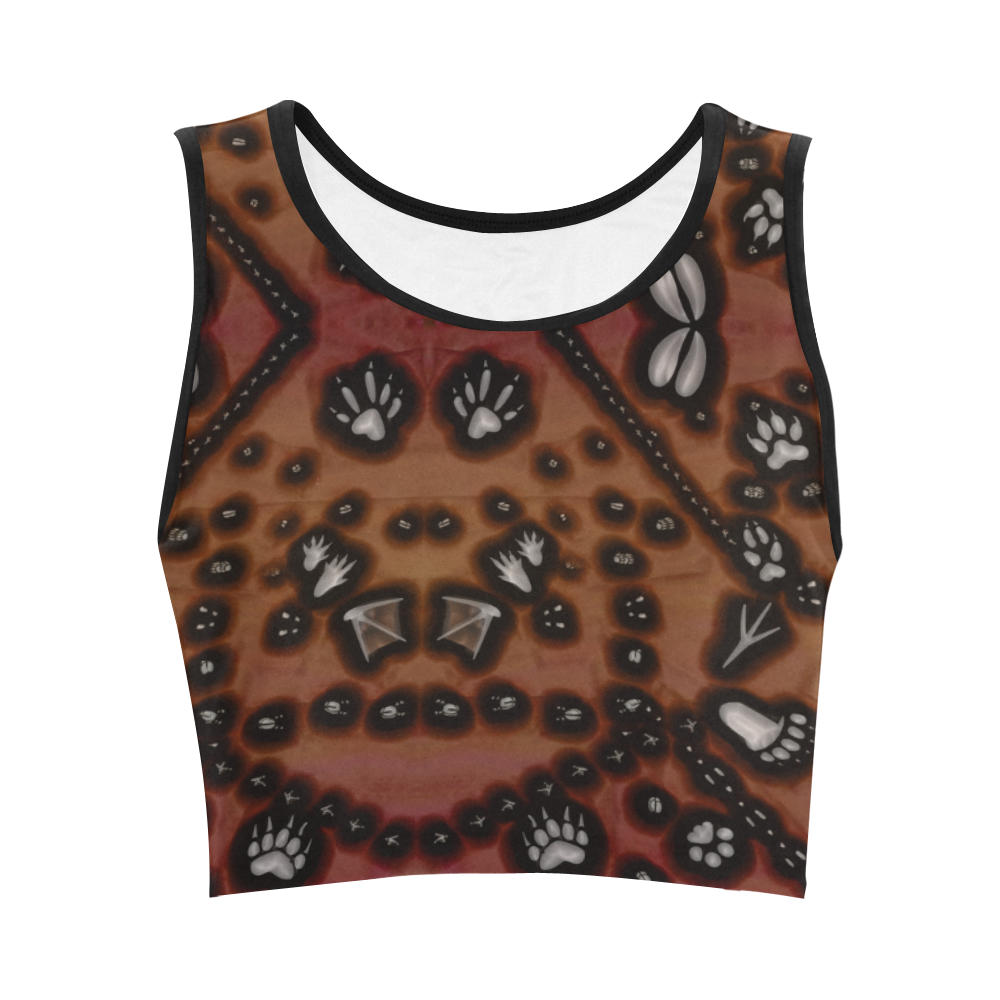 Footprints from several animals Women's Crop Top (Model T42)