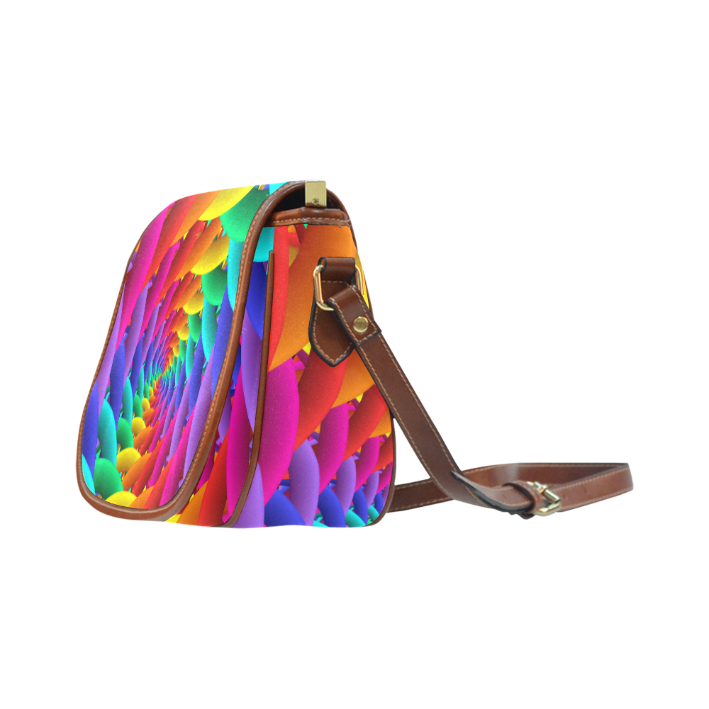 Psychedelic Rainbow Spiral Saddle Bag/Small (Model 1649) Full Customization