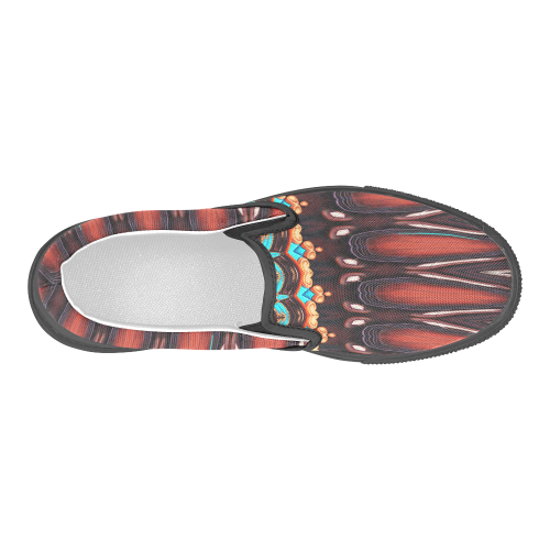 K172 Wood and Turquoise Abstract Men's Slip-on Canvas Shoes (Model 019)