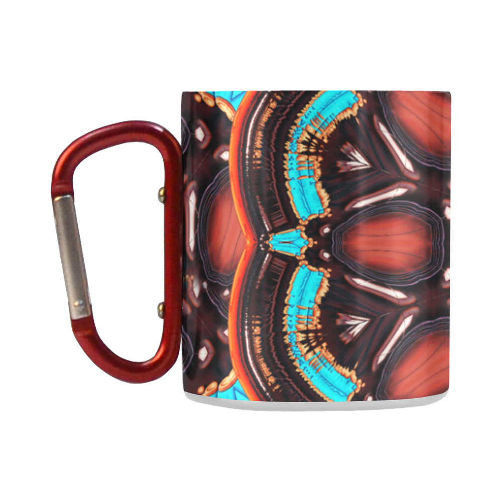 K172 Wood and Turquoise Abstract Classic Insulated Mug(10.3OZ)