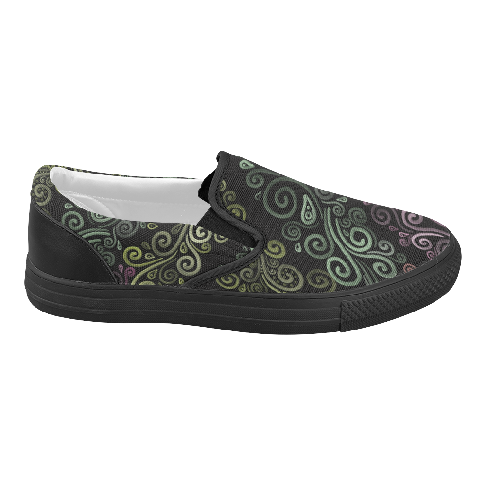 Psychedelic pastel Women's Slip-on Canvas Shoes (Model 019)