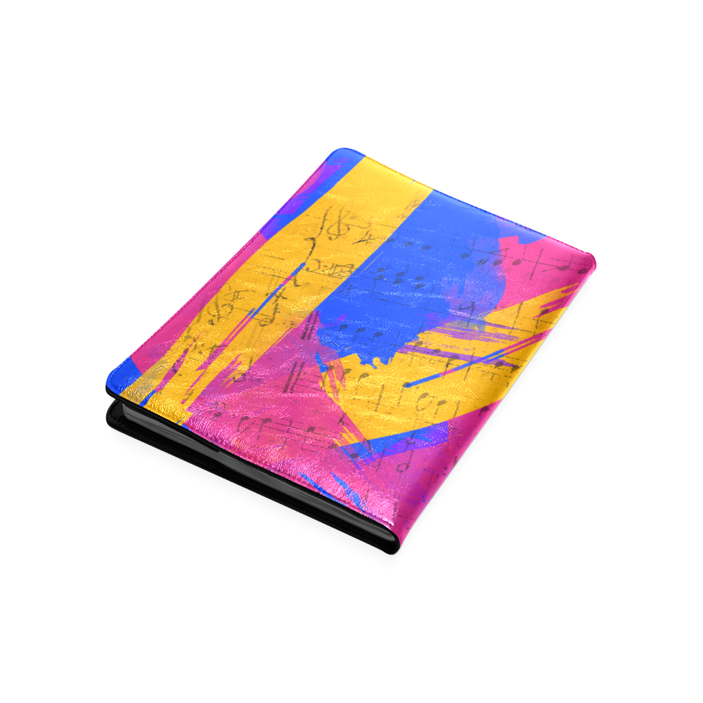 Groovy Paint Brush Strokes with Music Notes Custom NoteBook B5