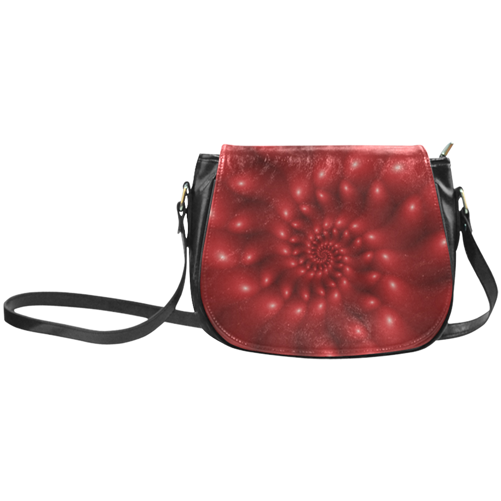 Glossy Red Fractal Spiral Classic Saddle Bag/Small (Model 1648)