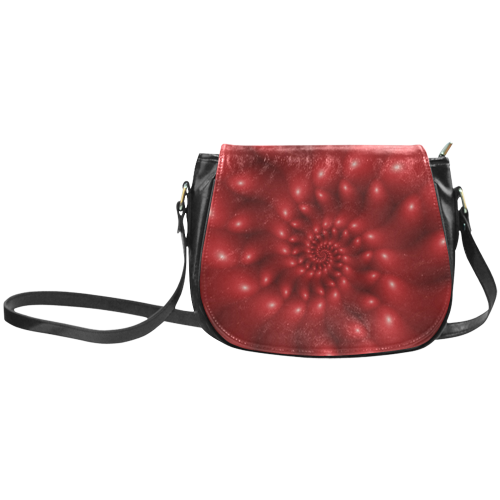 Glossy Red Fractal Spiral Classic Saddle Bag/Small (Model 1648)