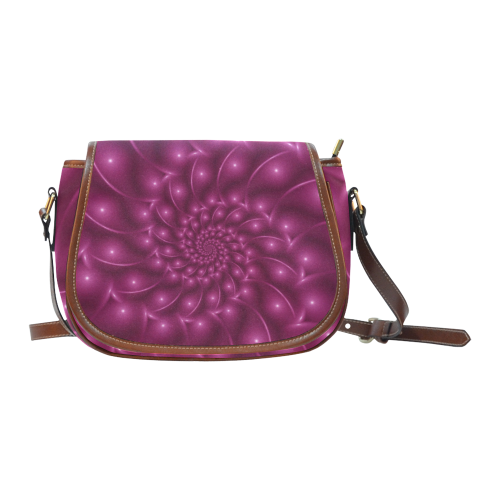 Glossy Berry Purple Fractal Spiral Saddle Bag/Small (Model 1649) Full Customization