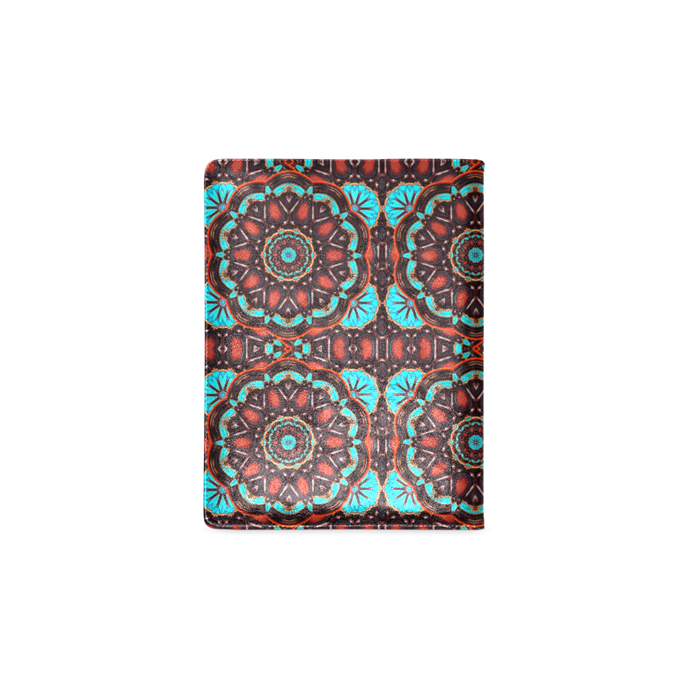 K172 Wood and Turquoise Abstract Pattern Custom NoteBook B5