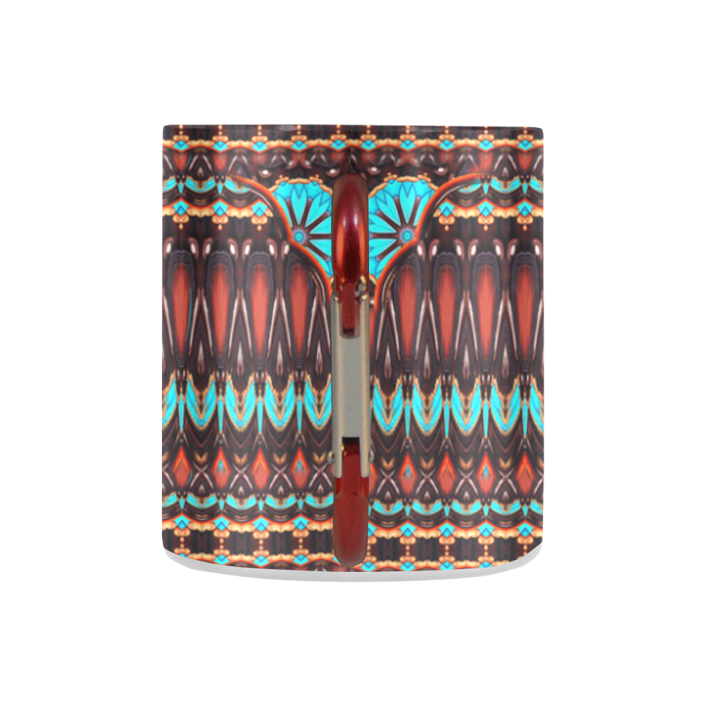 K172 Wood and Turquoise Abstract Pattern Classic Insulated Mug(10.3OZ)