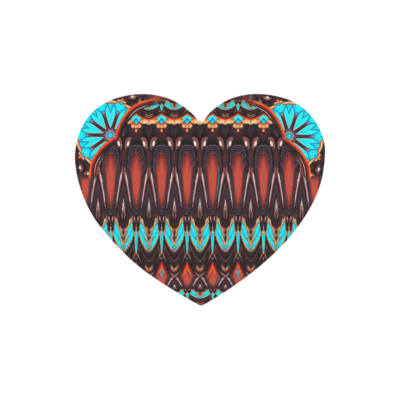 K172 Wood and Turquoise Abstract Heart-shaped Mousepad