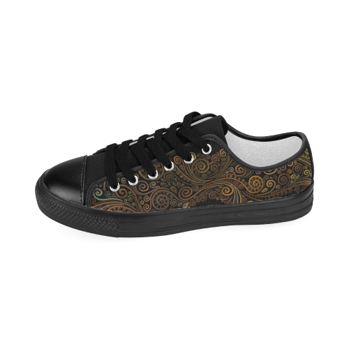 Psychedelic gold on black Women's Classic Canvas Shoes (Model 018)