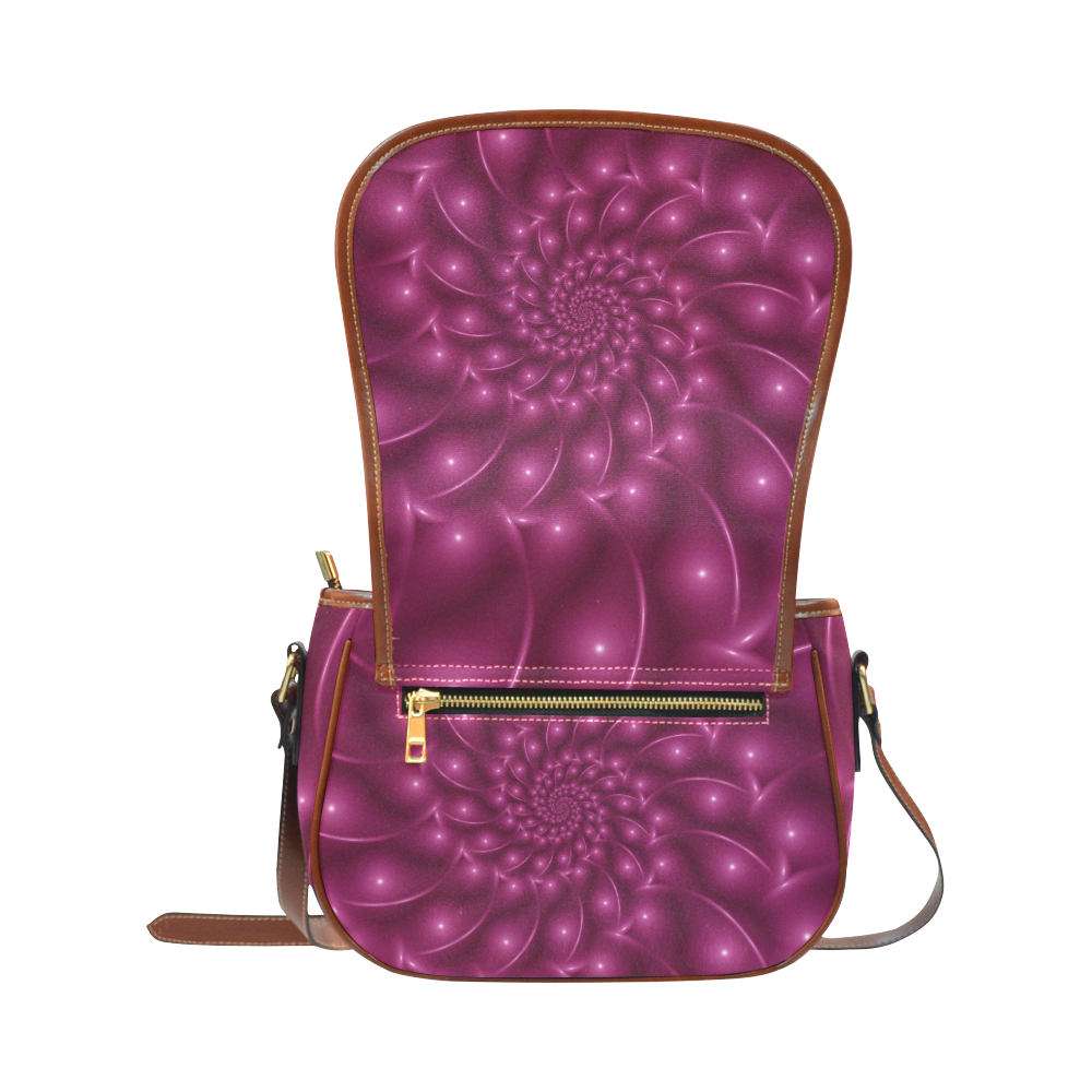 Glossy Berry Purple Fractal Spiral Saddle Bag/Small (Model 1649) Full Customization