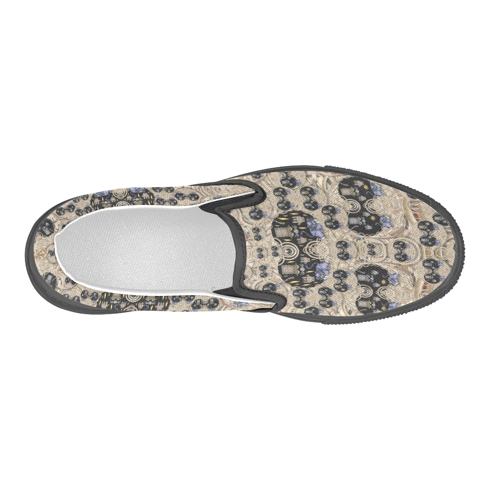 big cats and kittens in the night Men's Slip-on Canvas Shoes (Model 019)
