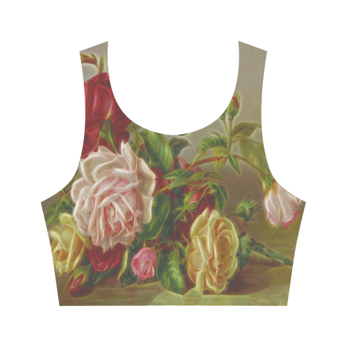 A Rose Is A Rose Is A Rose Women's Crop Top (Model T42)